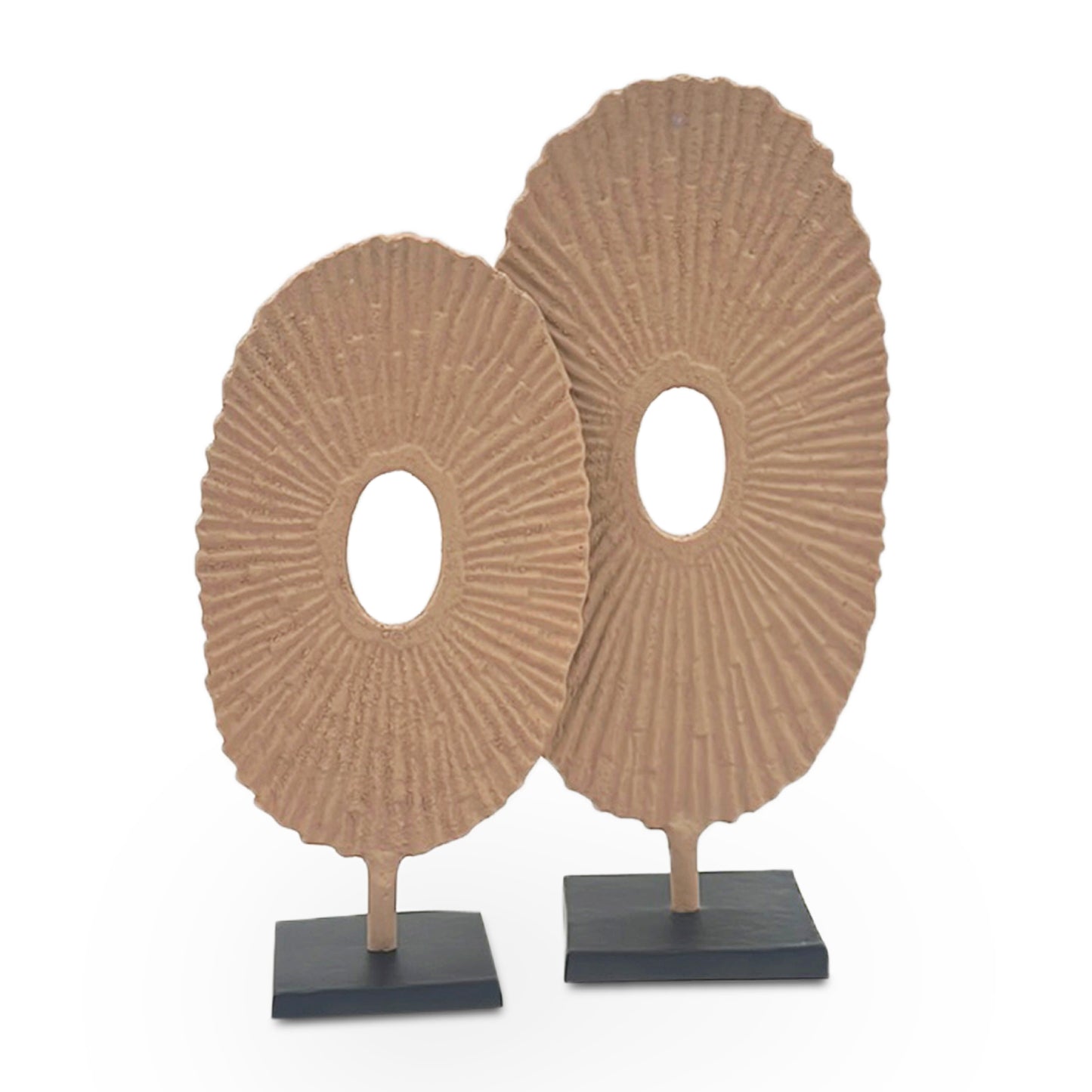 Metal Abstract Sculpture Beige & Black-Small