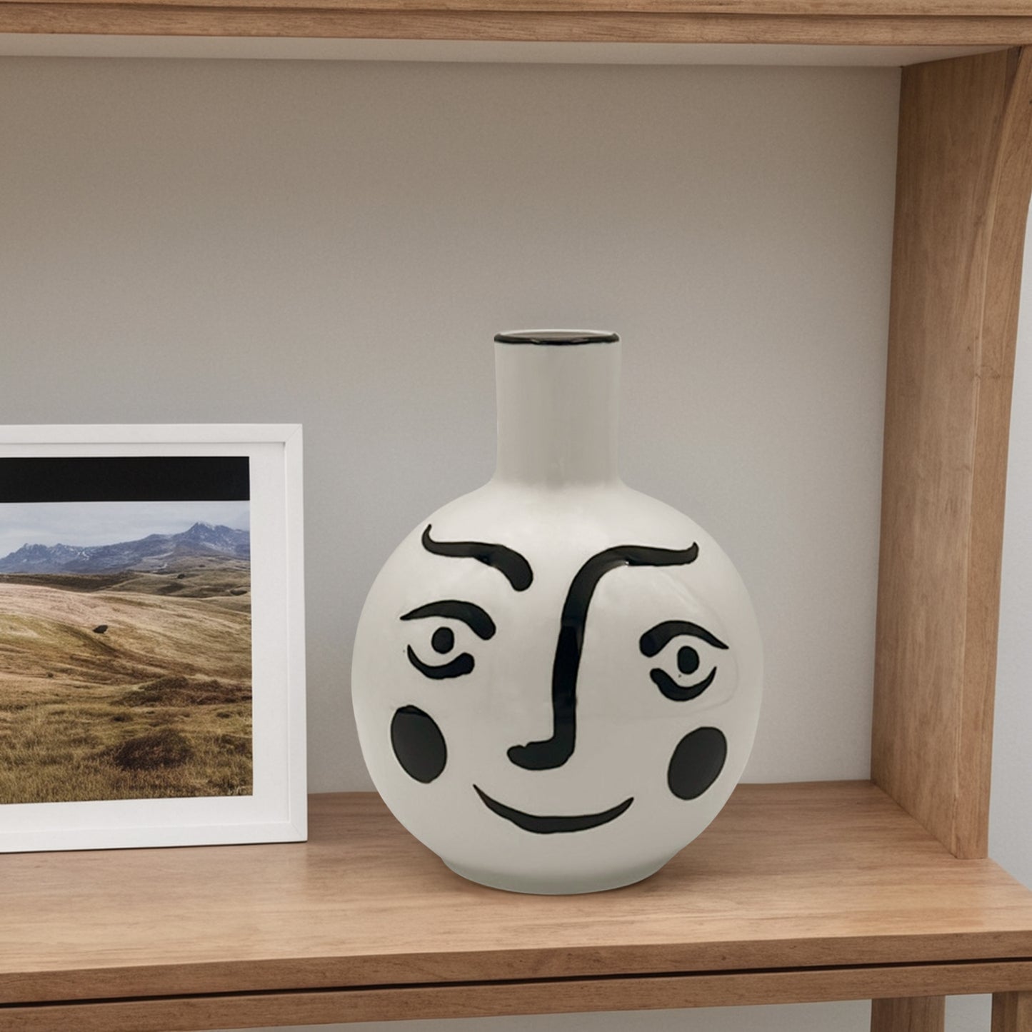Ceramic Abstract Face Vase Round Small