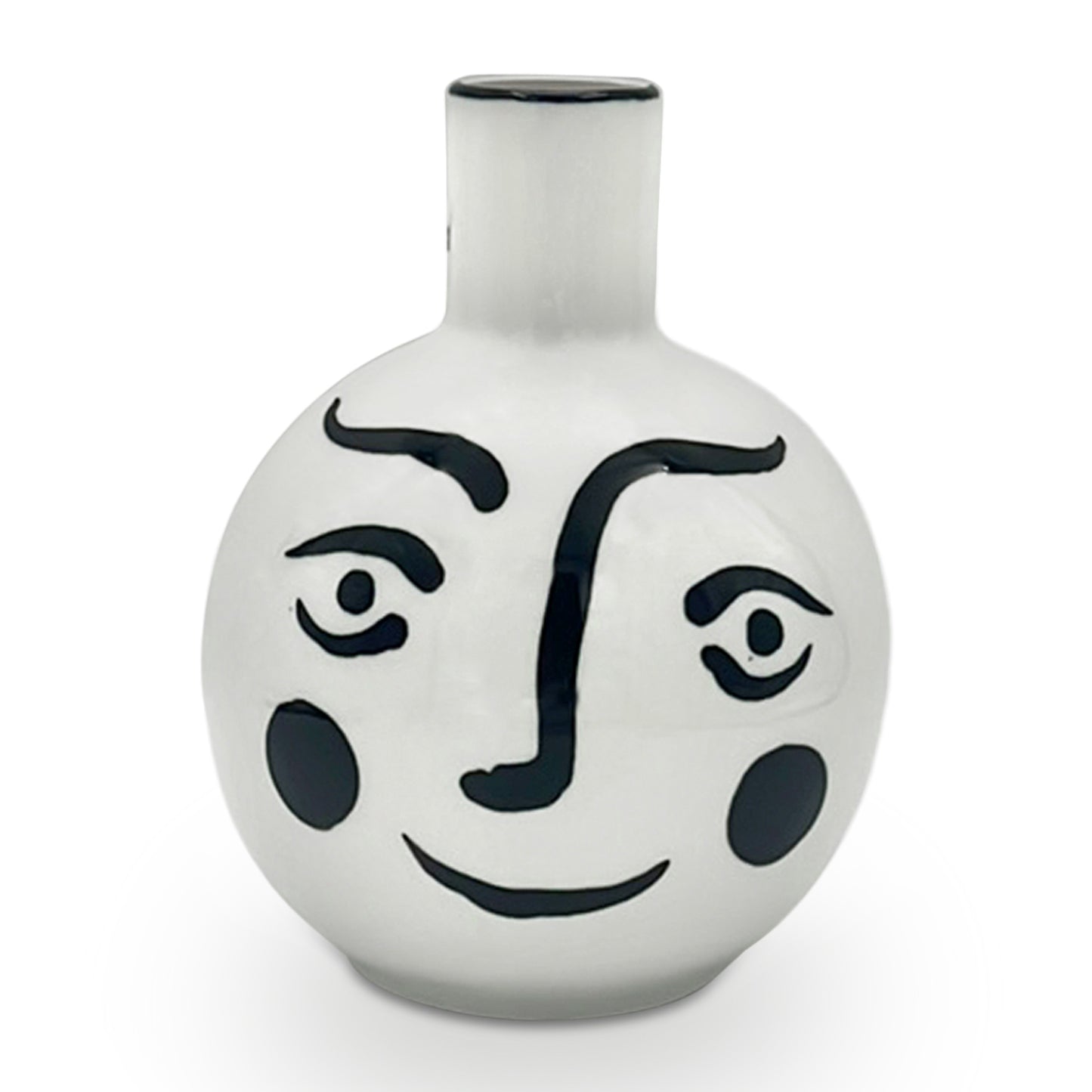 Ceramic Abstract Face Vase Round Small