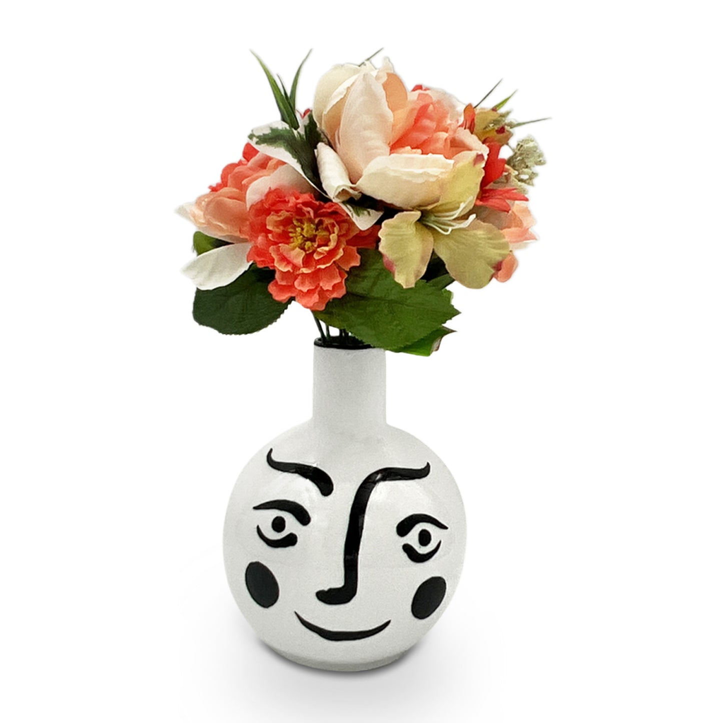 Ceramic Abstract Face Vase Round Small